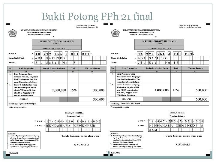 Bukti Potong PPh 21 final 29 