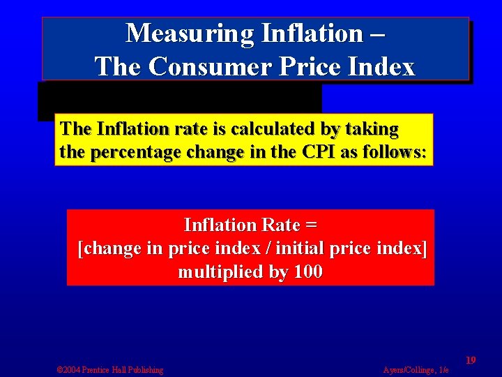 Measuring Inflation – The Consumer Price Index The Inflation rate is calculated by taking