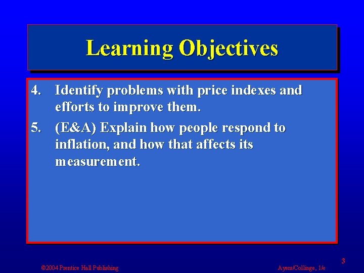 Learning Objectives 4. Identify problems with price indexes and efforts to improve them. 5.