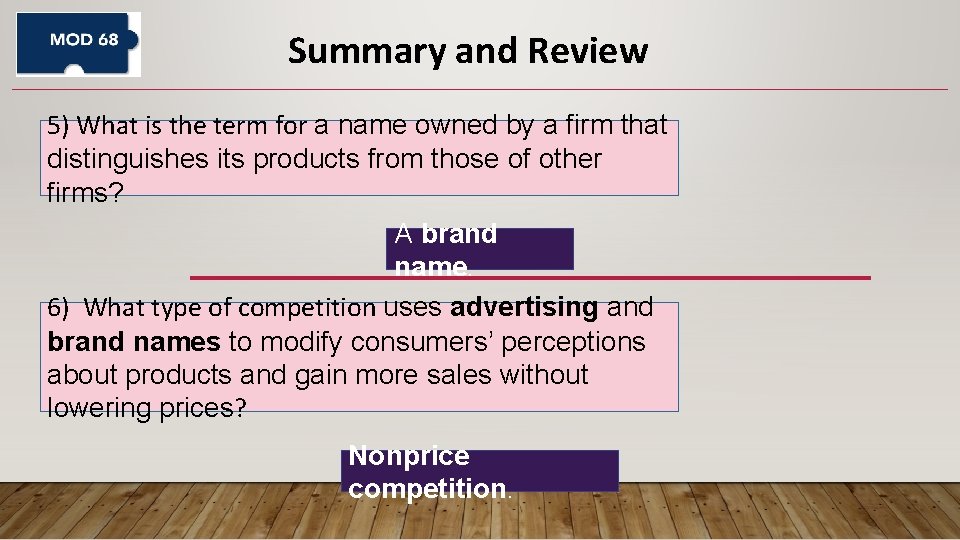Summary and Review 5) What is the term for a name owned by a Summary and Review 5) What is the term for a name owned by a