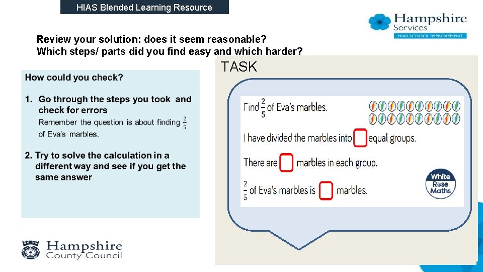 HIAS Blended Learning Resource Review your solution: does it seem reasonable? Which steps/ parts