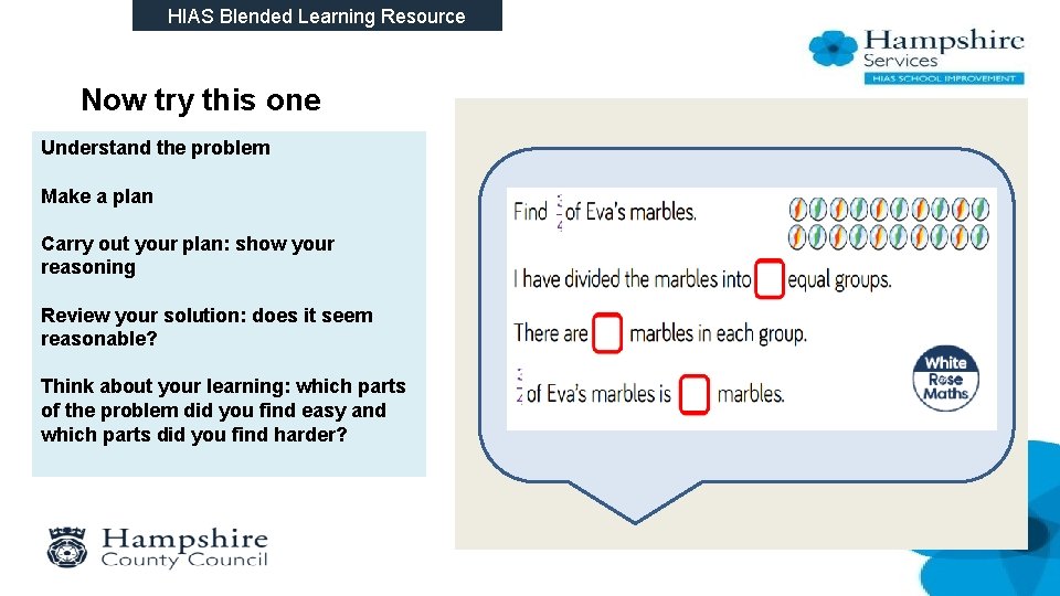 HIAS Blended Learning Resource Now try this one Understand the problem Make a plan