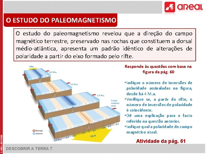 O ESTUDO DO PALEOMAGNETISMO O estudo do paleomagnetismo revelou que a direção do campo