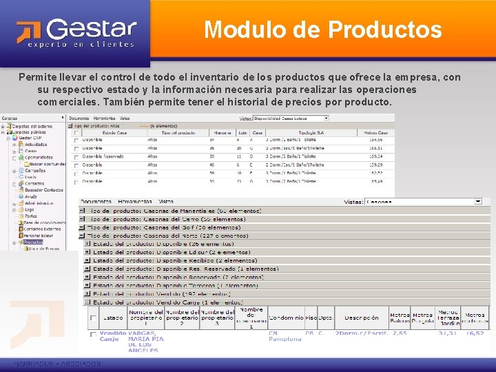 Modulo de Productos Permite llevar el control de todo el inventario de los productos