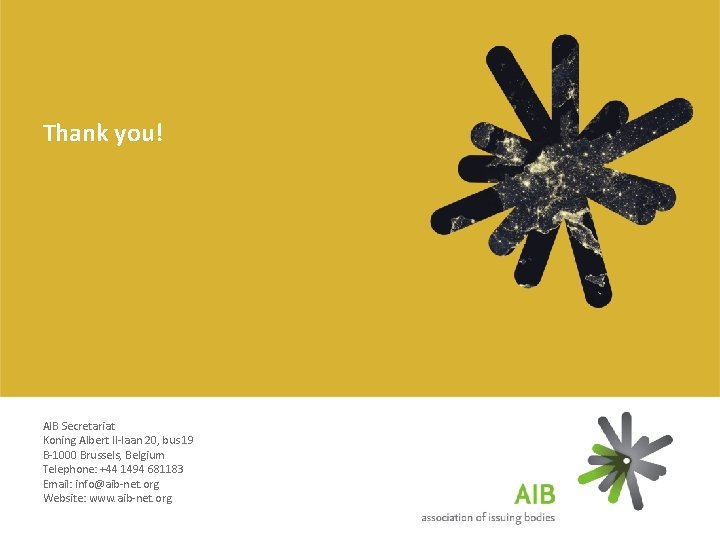 Thank you! AIB Secretariat Koning Albert II-laan 20, bus 19 B-1000 Brussels, Belgium Telephone:
