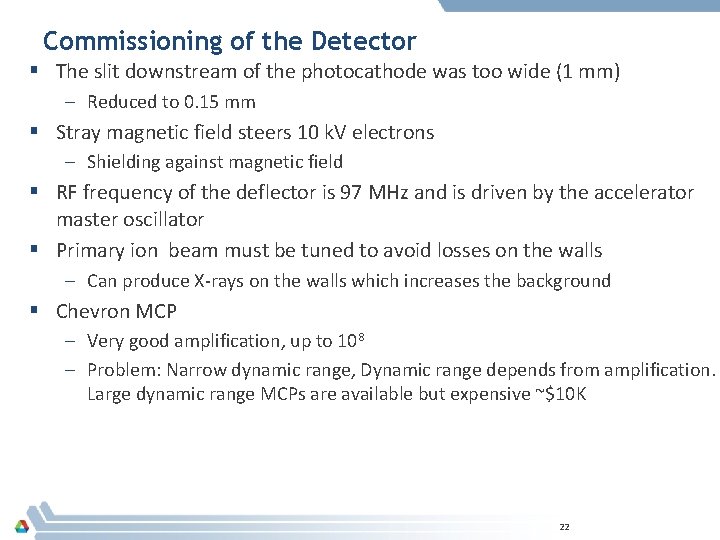 Commissioning of the Detector § The slit downstream of the photocathode was too wide