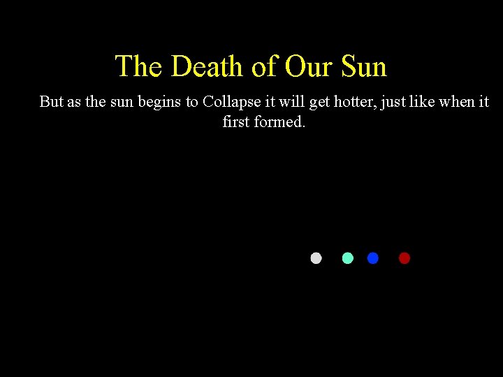 The Death of Our Sun But as the sun begins to Collapse it will