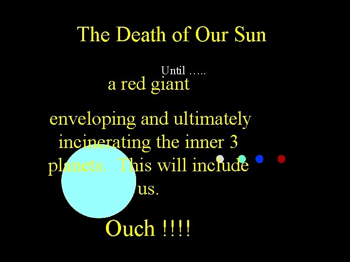The Death of Our Sun Until …. . a red giant enveloping and ultimately