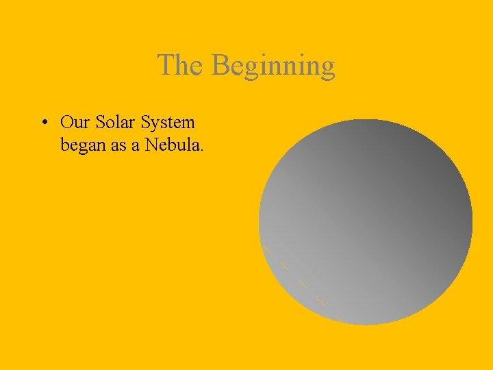 The Beginning • Our Solar System began as a Nebula. 