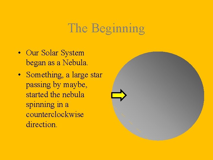 The Beginning • Our Solar System began as a Nebula. • Something, a large