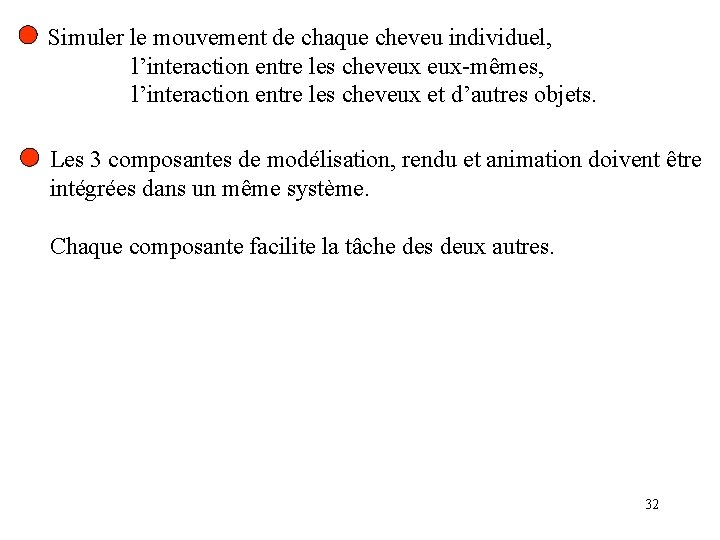 Simuler le mouvement de chaque cheveu individuel, l’interaction entre les cheveux eux-mêmes, l’interaction entre