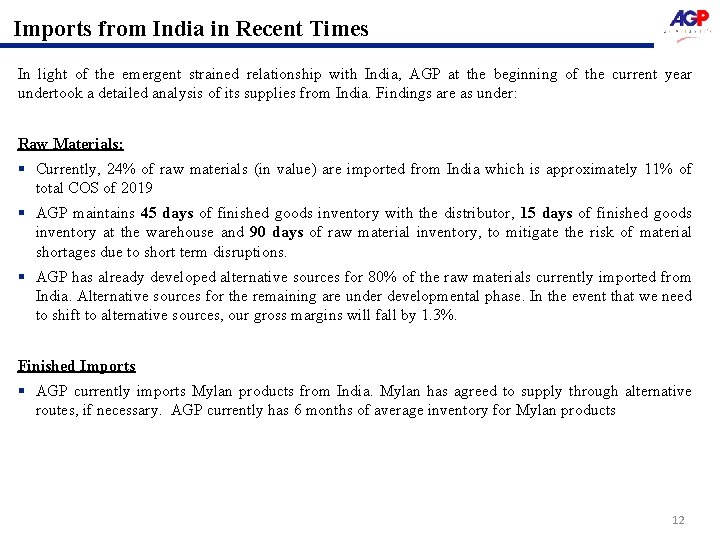 Imports from India in Recent Times In light of the emergent strained relationship with