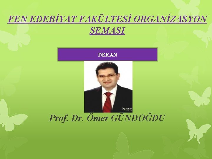 FEN EDEBİYAT FAKÜLTESİ ORGANİZASYON ŞEMASI DEKAN Prof. Dr. Ömer GÜNDOĞDU 