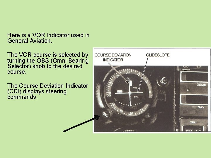 Here is a VOR Indicator used in General Aviation. The VOR course is selected