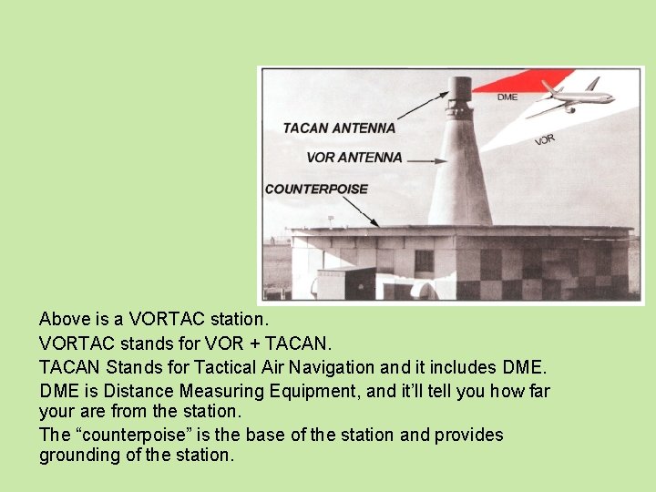 Above is a VORTAC station. VORTAC stands for VOR + TACAN Stands for Tactical