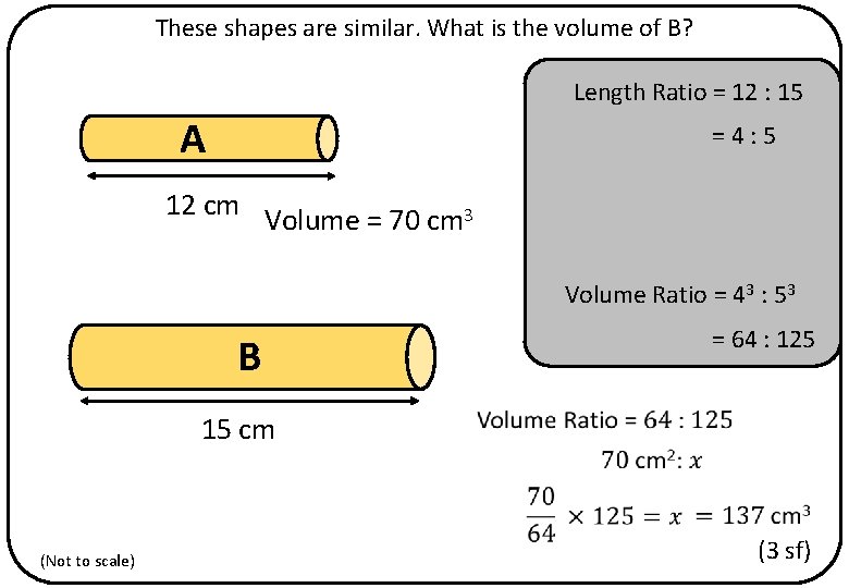 These shapes are similar. What is the volume of B? Length Ratio = 12