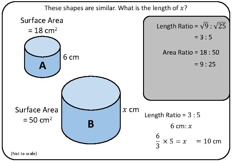 Surface Area = 18 cm 2 A Surface Area = 50 cm 2 (Not