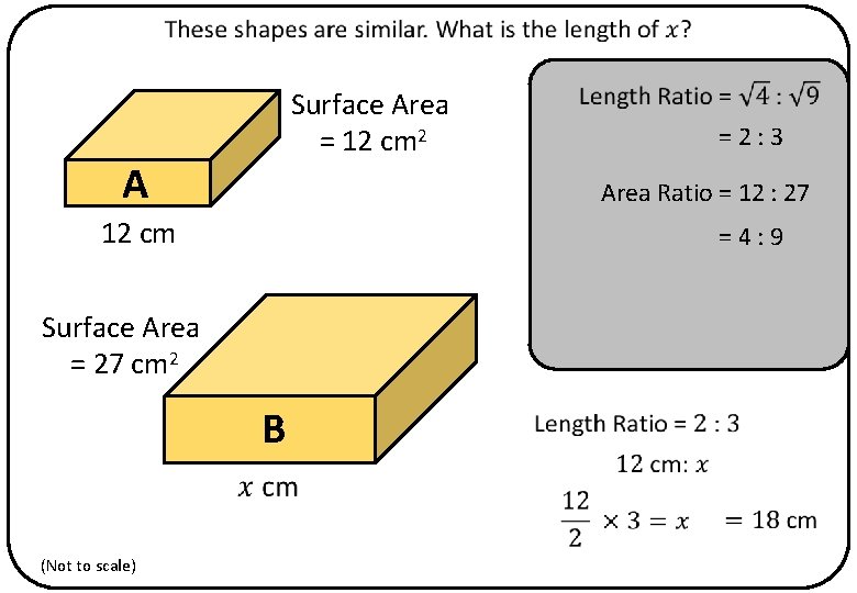 Surface Area = 12 cm 2 A Area Ratio = 12 : 27 12
