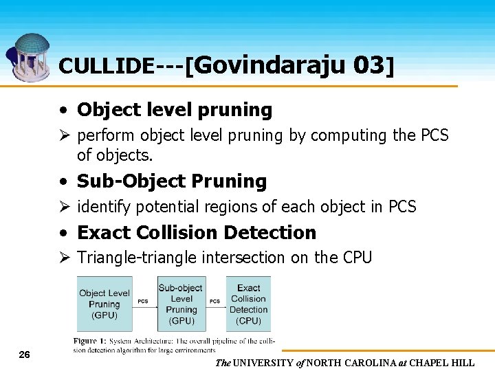 CULLIDE---[Govindaraju 03] • Object level pruning Ø perform object level pruning by computing the