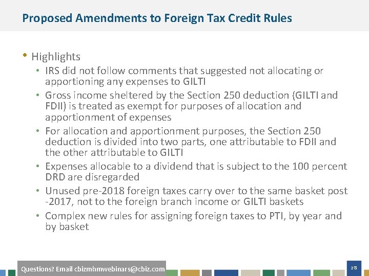 Proposed Amendments to Foreign Tax Credit Rules • Highlights • IRS did not follow