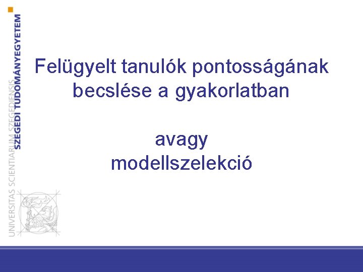 Felügyelt tanulók pontosságának becslése a gyakorlatban avagy modellszelekció 
