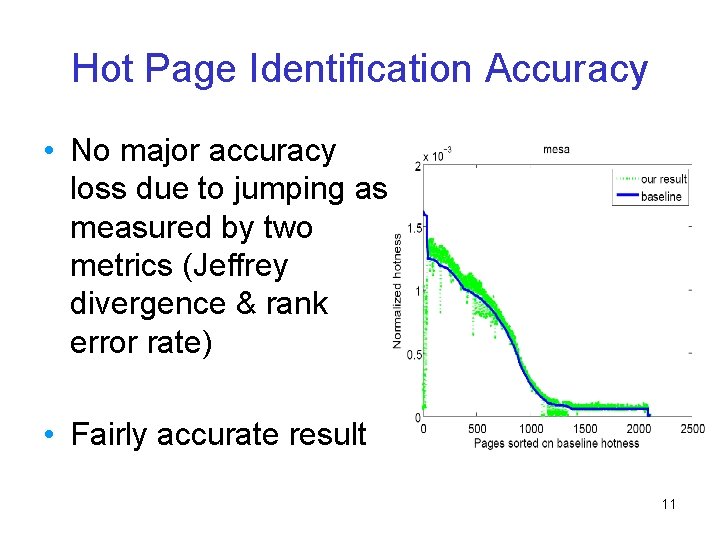 Hot Page Identification Accuracy • No major accuracy loss due to jumping as measured