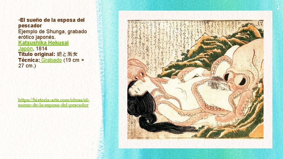  • El sueño de la esposa del pescador Ejemplo de Shunga, grabado erótico