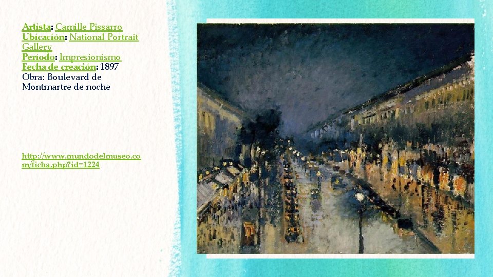 Artista: Camille Pissarro Ubicación: National Portrait Gallery Período: Impresionismo Fecha de creación: 1897 Obra: