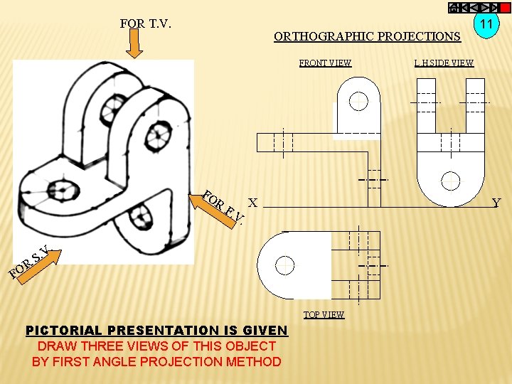 FOR T. V. ORTHOGRAPHIC PROJECTIONS FRONT VIEW FO R R O F F. V