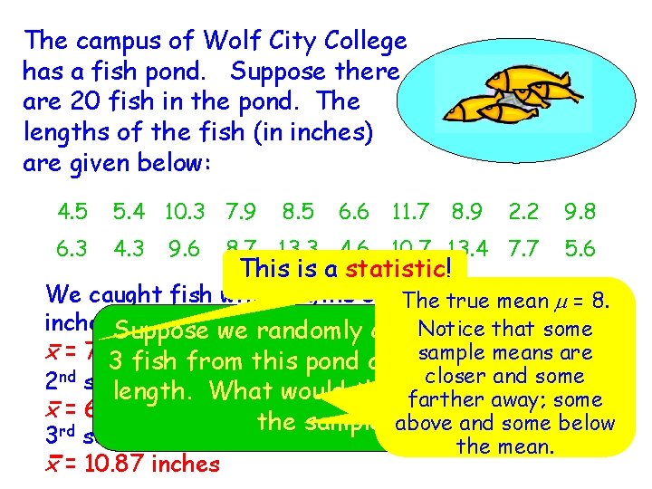 The campus of Wolf City College has a fish pond. Suppose there are 20