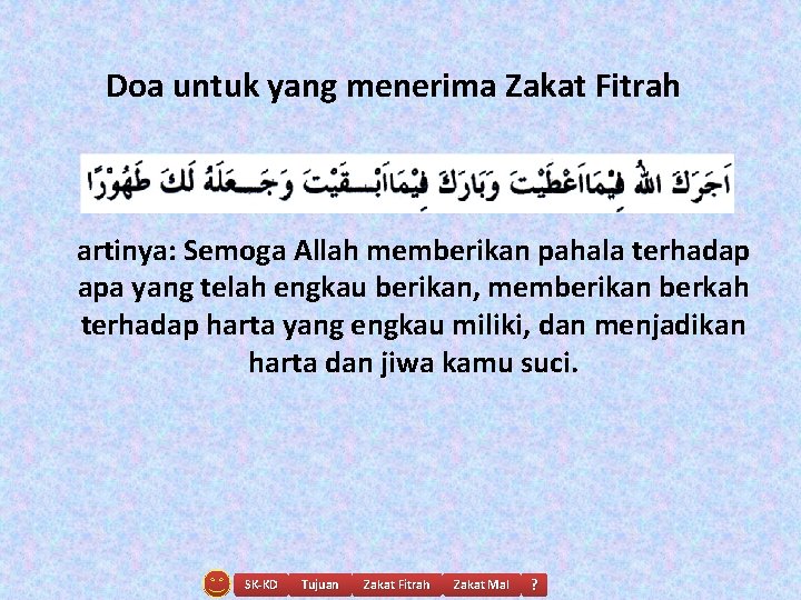 Doa untuk yang menerima Zakat Fitrah artinya: Semoga Allah memberikan pahala terhadap apa yang