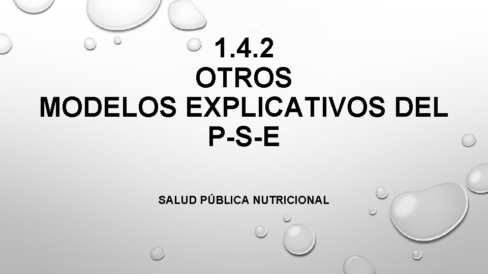 1. 4. 2 OTROS MODELOS EXPLICATIVOS DEL P-S-E SALUD PÚBLICA NUTRICIONAL 
