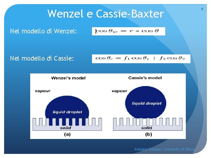 Wenzel e Cassie-Baxter Nel modello di Wenzel: Nel modello di Cassie: Adelphe Yousseu -