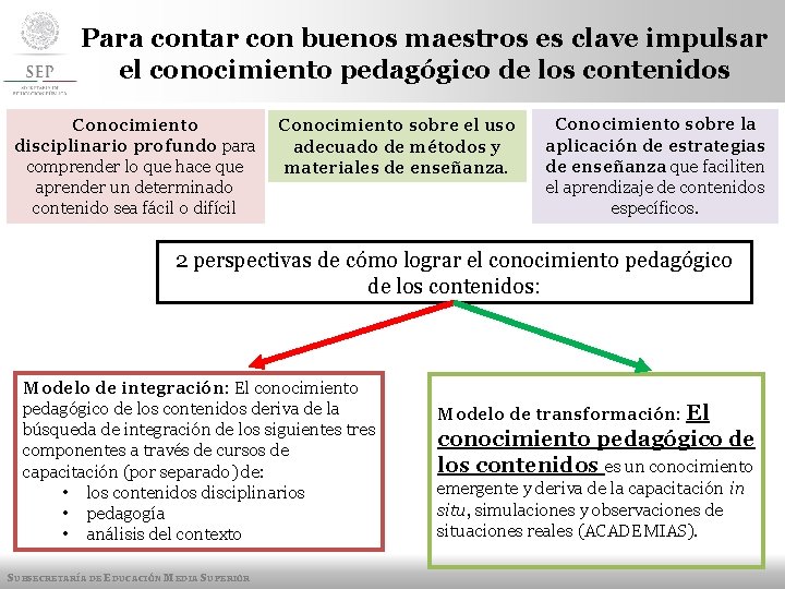 Para contar con buenos maestros es clave impulsar el conocimiento pedagógico de los contenidos