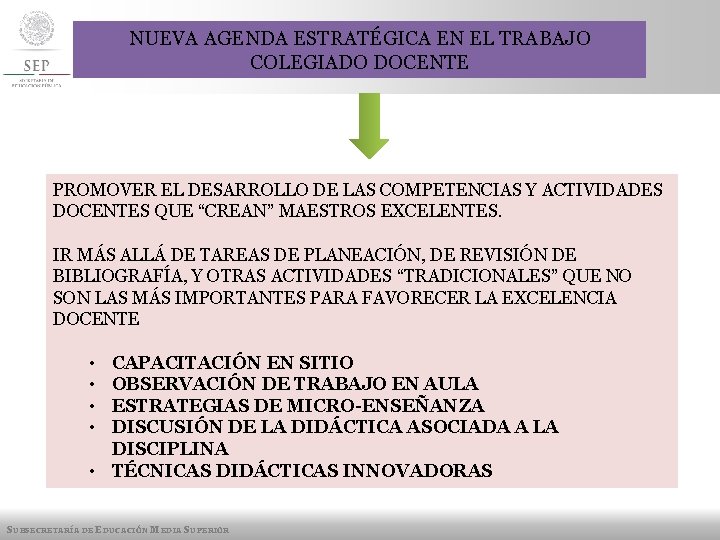 NUEVA AGENDA ESTRATÉGICA EN EL TRABAJO COLEGIADO DOCENTE PROMOVER EL DESARROLLO DE LAS COMPETENCIAS