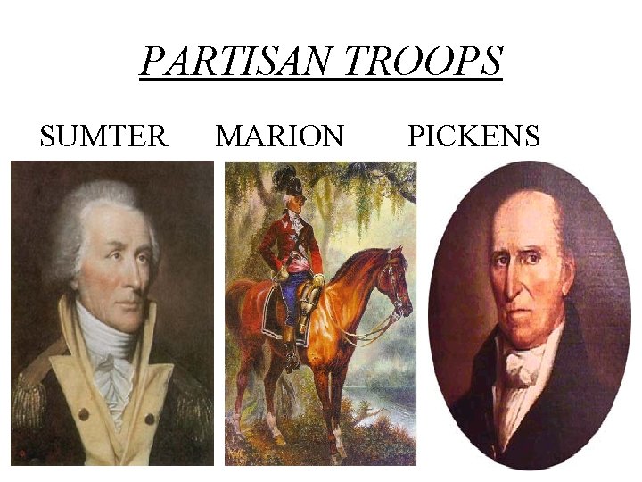 PARTISAN TROOPS SUMTER MARION PICKENS 