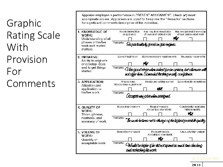 Graphic Rating Scale With Provision For Comments © Farhan Mir 2018 
