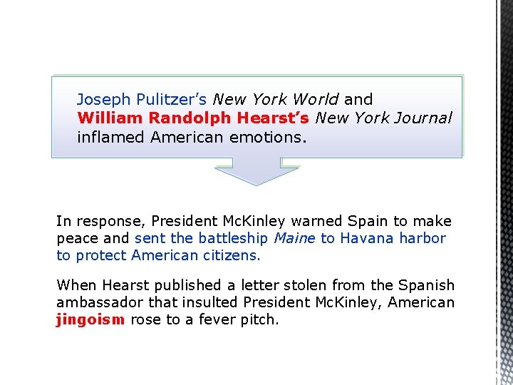 Joseph Pulitzer’s New York World and William Randolph Hearst’s New York Journal inflamed American