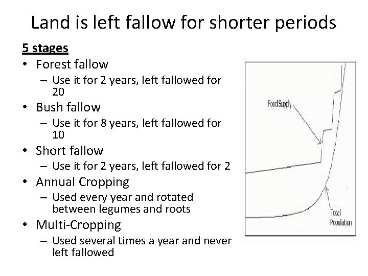 Land is left fallow for shorter periods 5 stages • Forest fallow – Use