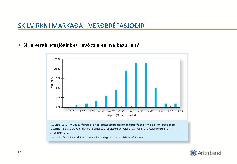 SKILVIRKNI MARKAÐA - VERÐBRÉFASJÓÐIR § Skila verðbréfasjóðir betri ávöxtun en markaðurinn? 37 