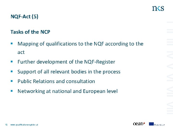 NQF-Act (5) Tasks of the NCP § Mapping of qualifications to the NQF according