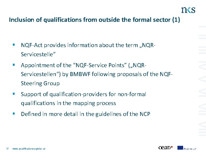Inclusion of qualifications from outside the formal sector (1) § NQF-Act provides information about