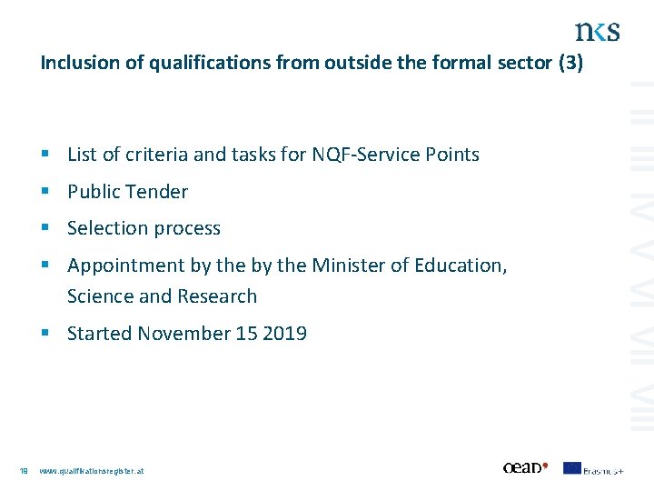Inclusion of qualifications from outside the formal sector (3) § List of criteria and