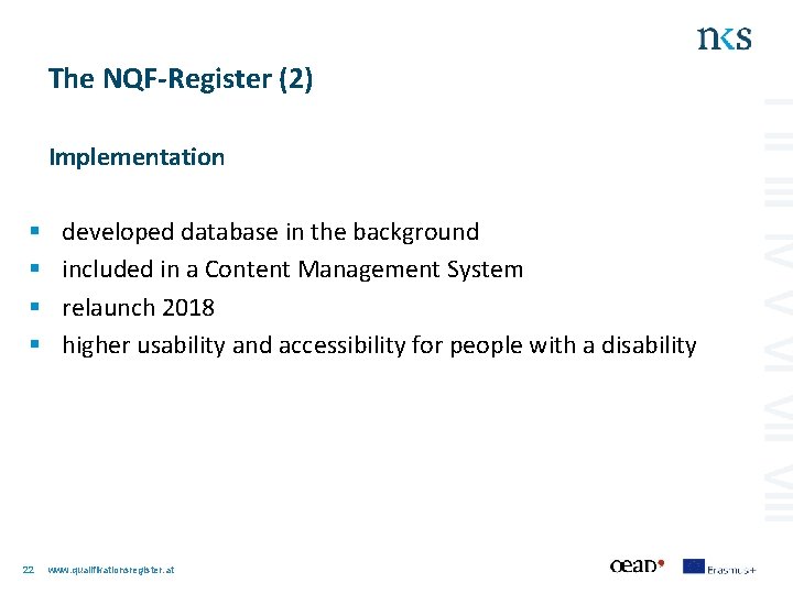 The NQF-Register (2) Implementation § § 22 developed database in the background included in