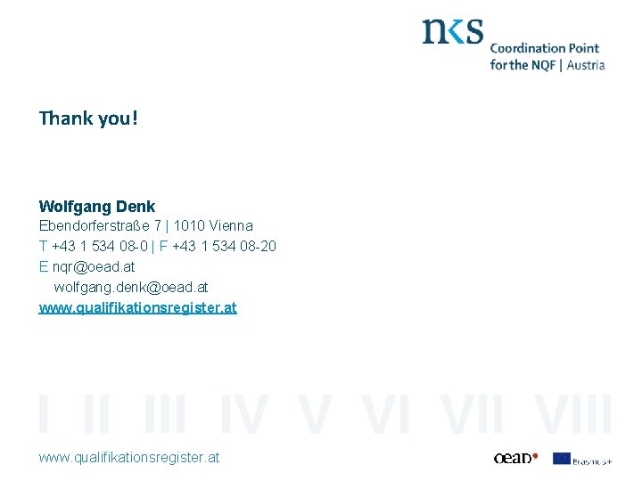 Thank you! Wolfgang Denk Ebendorferstraße 7 | 1010 Vienna T +43 1 534 08