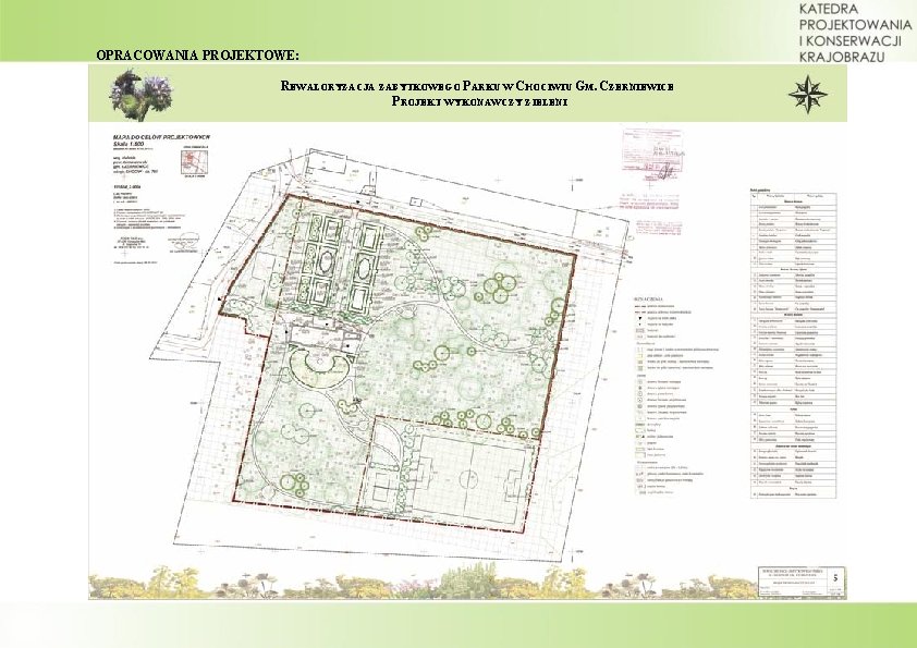 OPRACOWANIA PROJEKTOWE: REWALORYZACJA ZABYTKOWEGO PARKU W CHOCIWIU GM. CZERNIEWICE PROJEKT WYKONAWCZY ZIELENI 