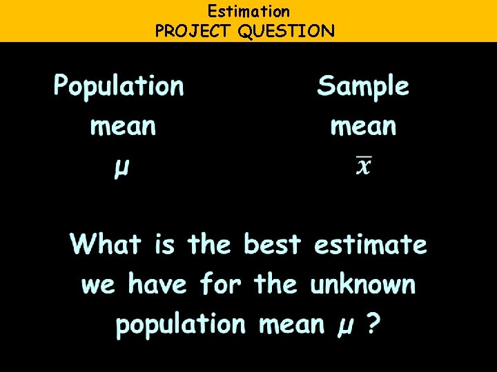 Estimation PROJECT QUESTION 