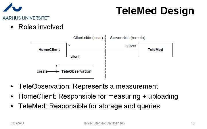 Tele. Med Design • Roles involved • Tele. Observation: Represents a measurement • Home.