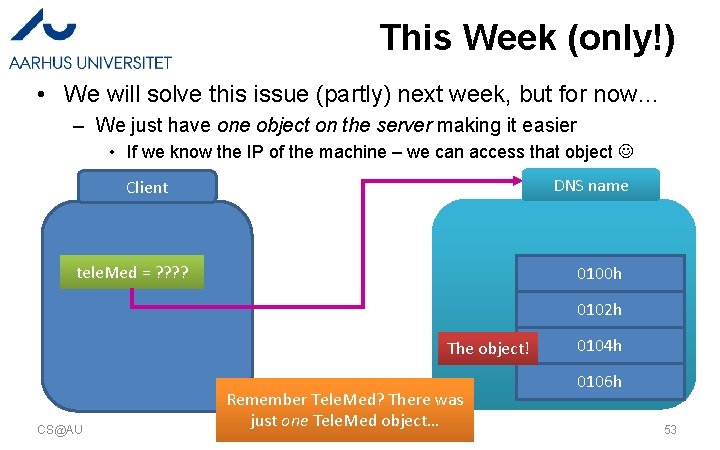 This Week (only!) • We will solve this issue (partly) next week, but for