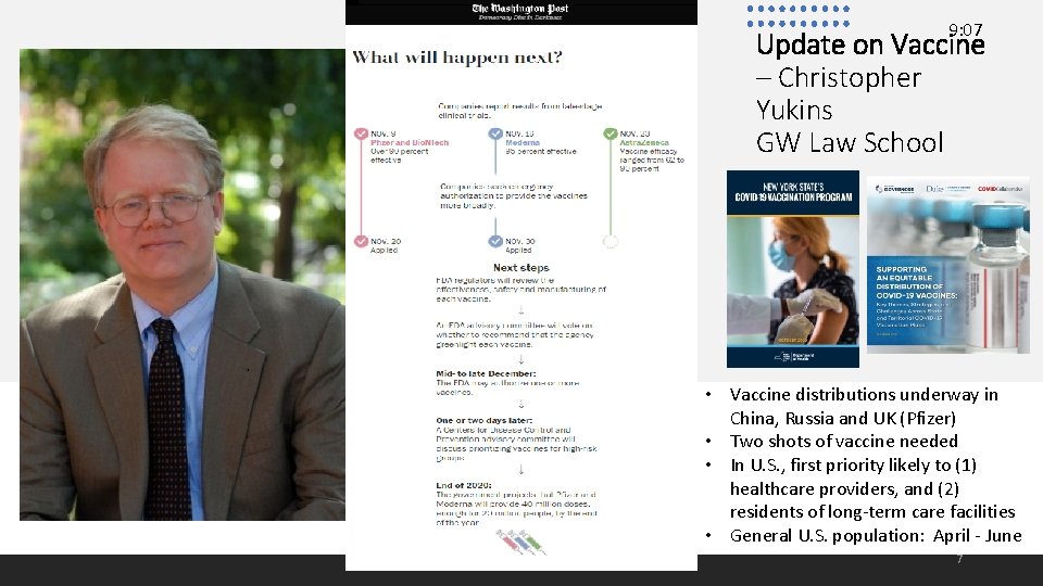 9: 07 Update on Vaccine – Christopher Yukins GW Law School • Vaccine distributions